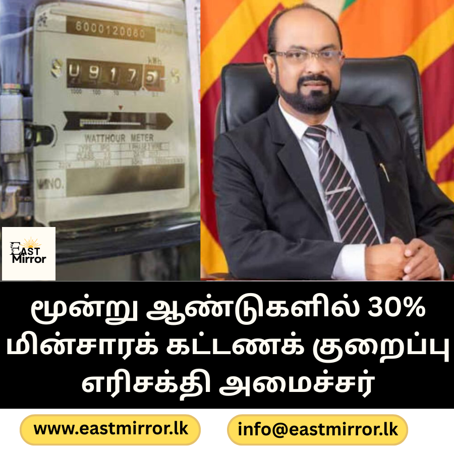 மூன்று ஆண்டுகளில் 30% மின்சாரக் கட்டணக் குறைப்பு எரிசக்தி அமைச்சர்